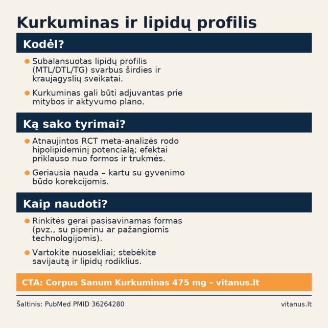Kurkuminas (ciberžolė) ir lipidų profilis: natūrali parama širdžiai ir energijai