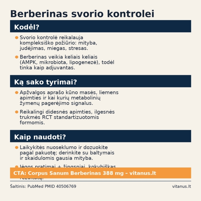 Berberinas svorio kontrolei: daugia-taikinis požiūris, kuris papildo Jūsų rutiną