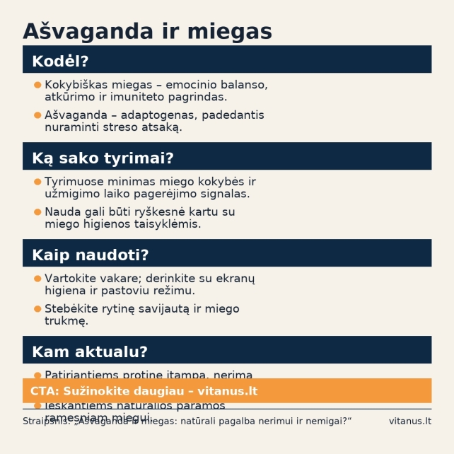 Ašvaganda ir miegas: natūrali pagalba nerimui ir nemigai?